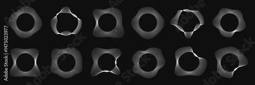 Set of round curved frames with dynamic wavy stripes