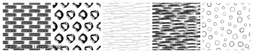 Set of seamless patterns with scribble smears