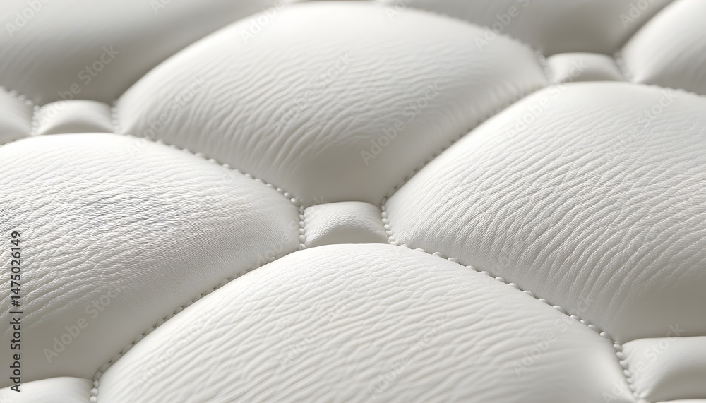 Naklejka premium Close-up view of a white quilted leather texture.
