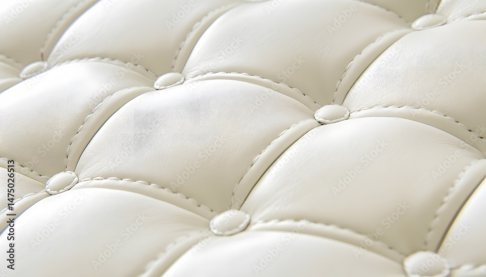 Naklejka premium Close-up view of a white quilted upholstery texture.
