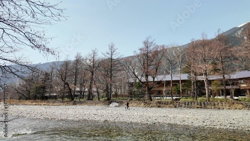 NAGANO, JAPAN - 19 Apr 2025: Kamikochi, It is a remote mountainous highland valley within the Hida Mountains range, in the western region of Nagano Prefecture, Japan. located in the Hida Mountains