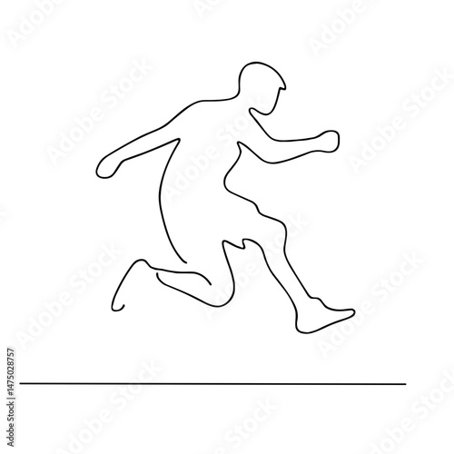 Continuous line drawing of a runner in motion  