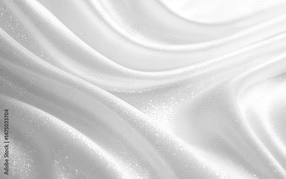 Naklejka premium Soft, flowing white fabric with subtle shimmer. Delicate, elegant folds