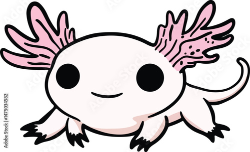 Axolotl Vector Illustration on Transparent Background
