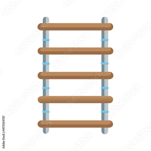 Flat brown rope ladder icon for outdoor climbing and survival