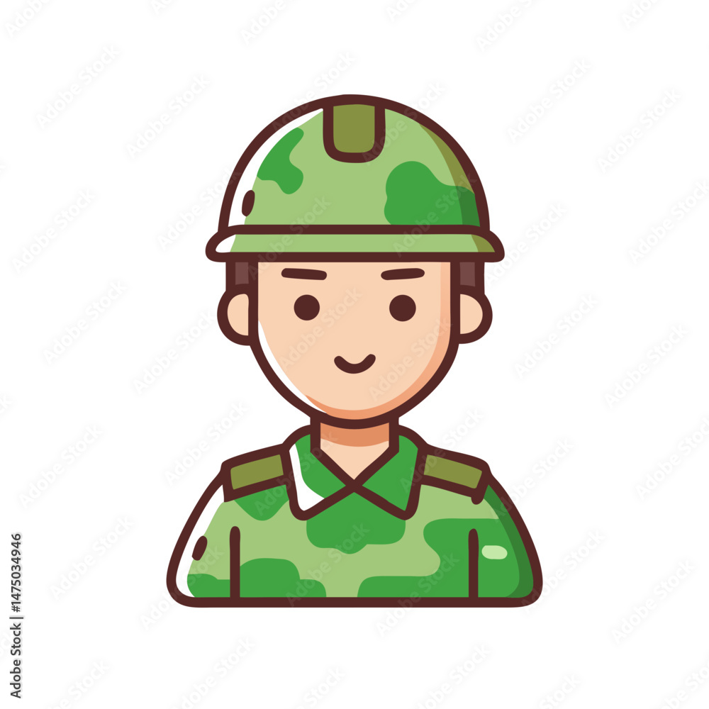 Cartoon soldier avatar icon in camouflage uniform Cartoon soldier avatar icon in camouflage uniform