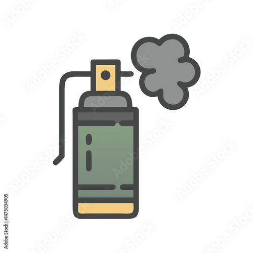 Flat cartoon smoke grenade icon in green and tan colors
