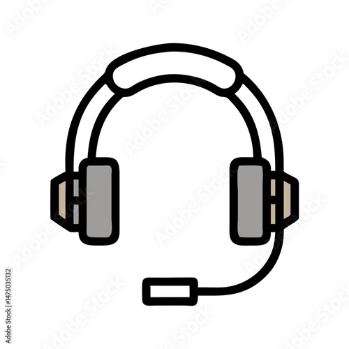 Black tactical headset icon with microphone in outline style