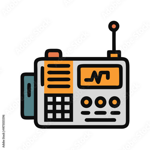 Orange radio scanner icon in flat vector style