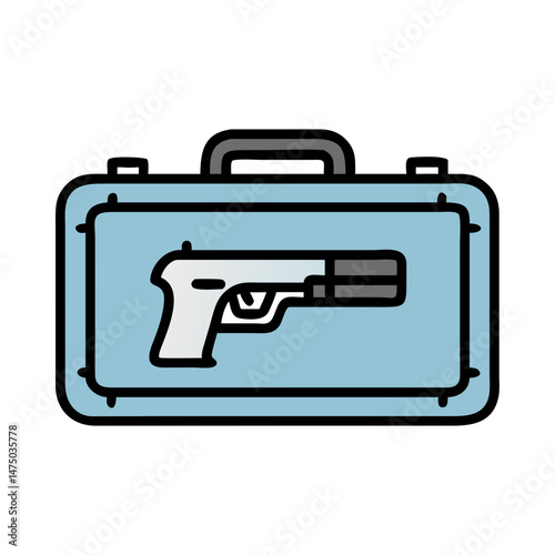 Pistol in carrying case icon in flat outline style
