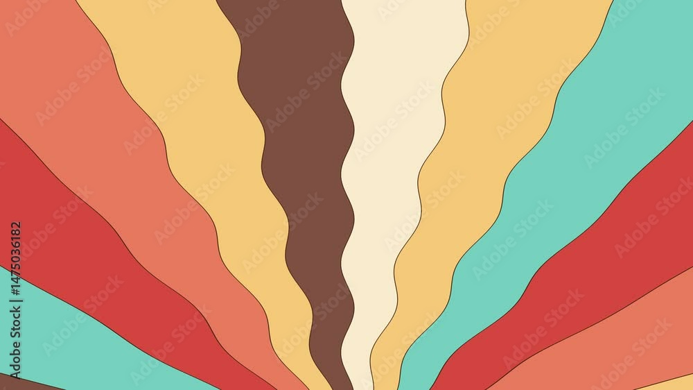 Looping animation of a rainbow colored background. Vintage groovy retro psychedelic animation.