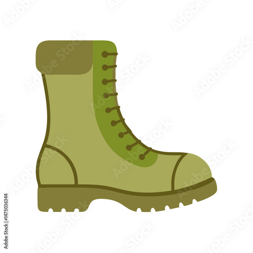 Beige military boot icon in minimal flat style