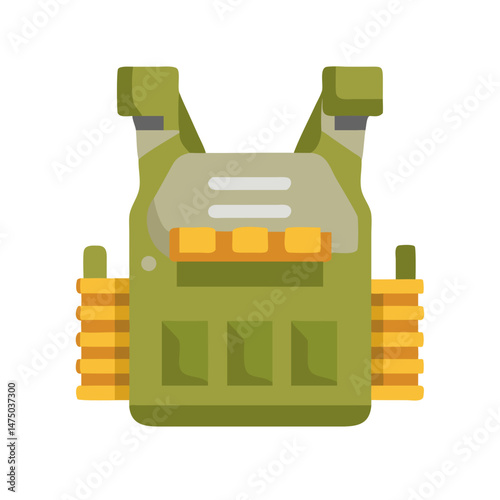 Green military vest icon with ammunition pockets