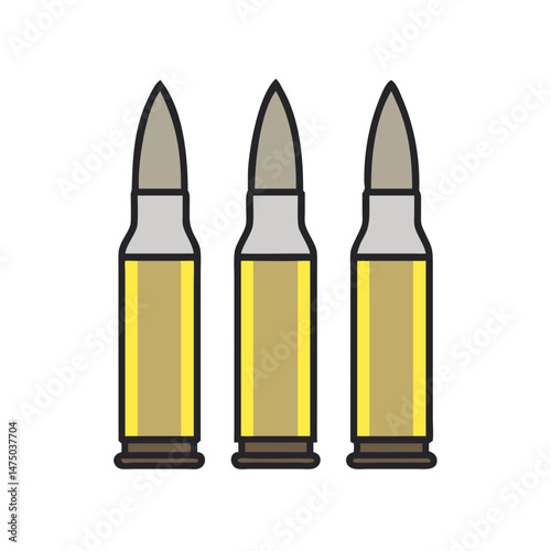Three golden bullets icon in modern vector style