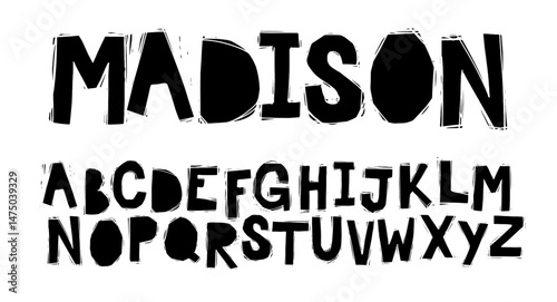 Hand drawn cropped alphabet letters in pencil or pen. Punk-style calligraphy with scribbles, scrawls, and simple patterns. Urban typography inspired by street art