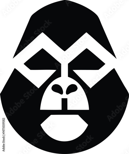 A geometric gorilla head logo vector silhouette black 