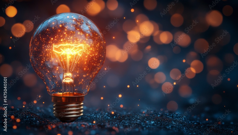 Glowing bulb emits warm light in soft-focus setting Glowing bulb emits warm light in soft-focus setting