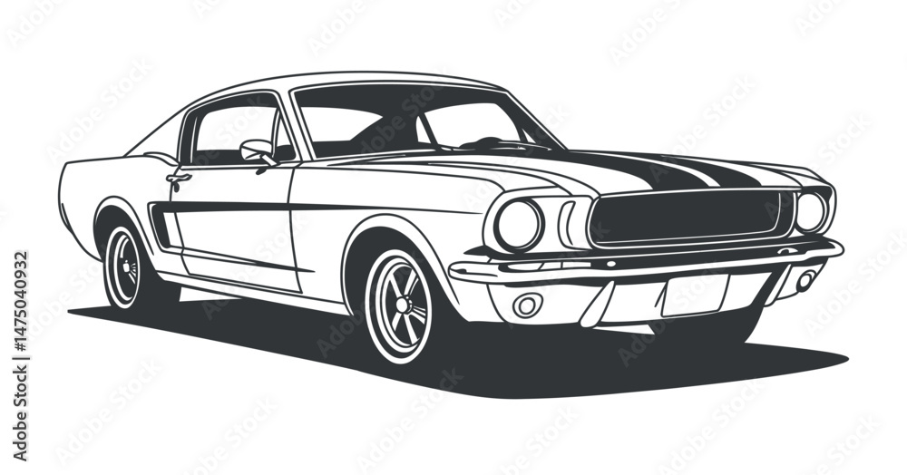 Classic Vintage American Muscle Car Illustration