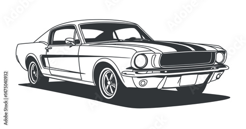 Classic Vintage American Muscle Car Illustration