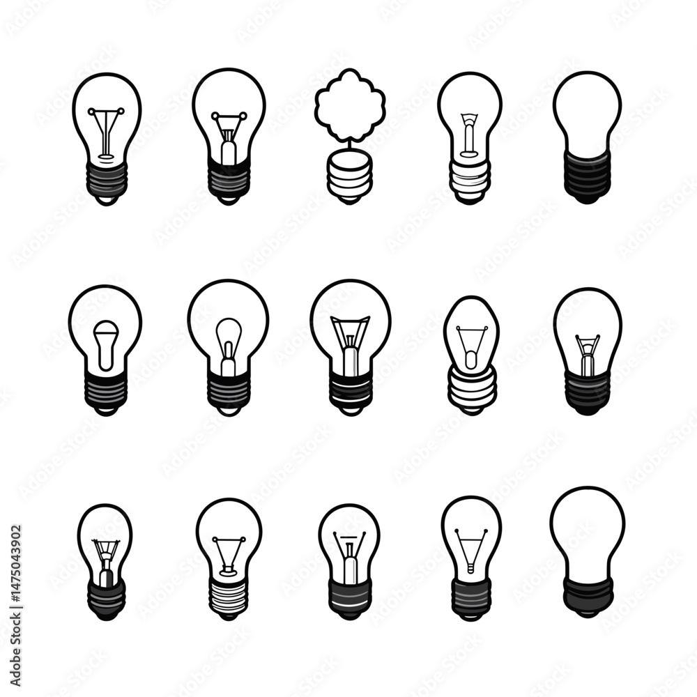 Isometric illustration of various light bulbs representing ideas and creativity, copy space Isometric illustration of various light bulbs representing ideas and creativity, copy space