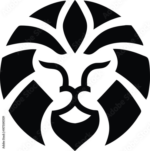 A geometric lion head logo vector silhouette black
