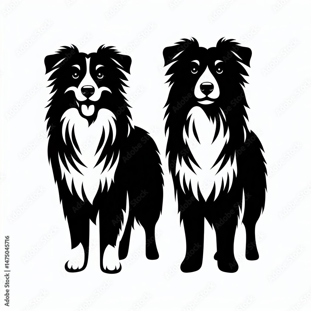Fototapeta premium australian shepherd silhouette illustration