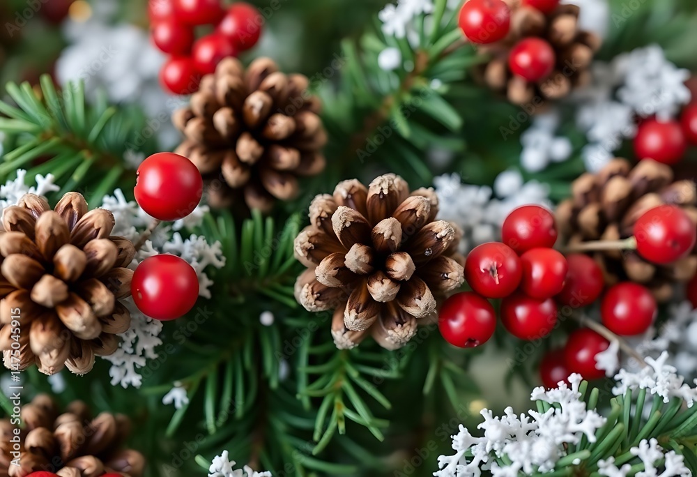 Fototapeta premium bunch of pine cones sitting on top of a tree