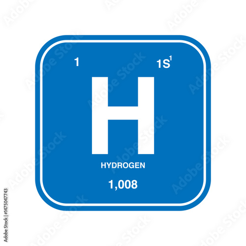 Hydrogen symbol vector on periodic table isolated on transparent background