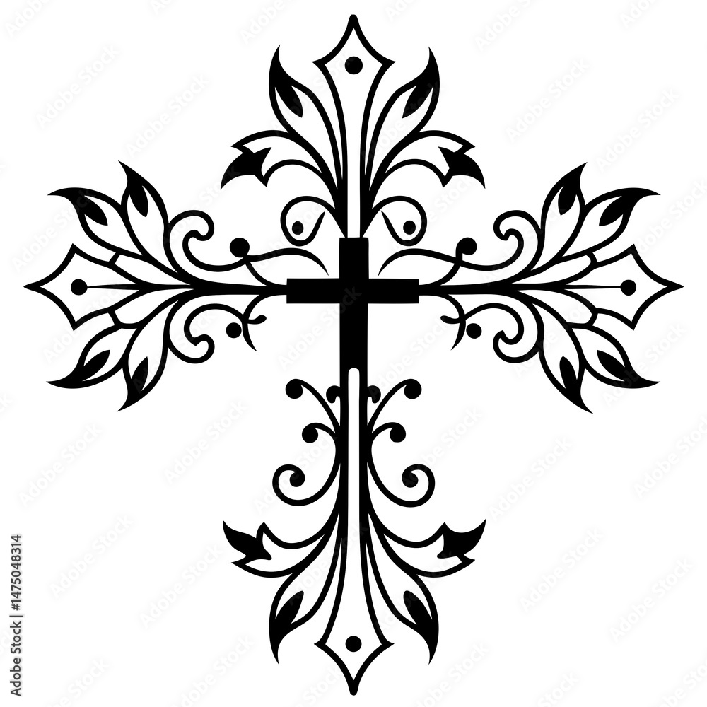 Obraz premium black and white floral elements