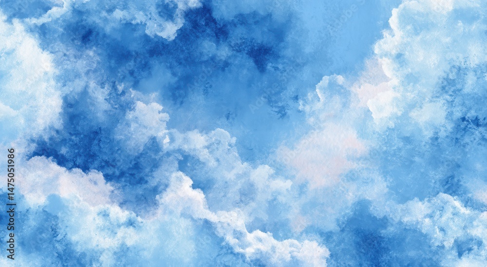 Watercolor Sky Texture: Blue Clouds and Soft Hues Watercolor Sky Texture: Blue Clouds and Soft Hues
