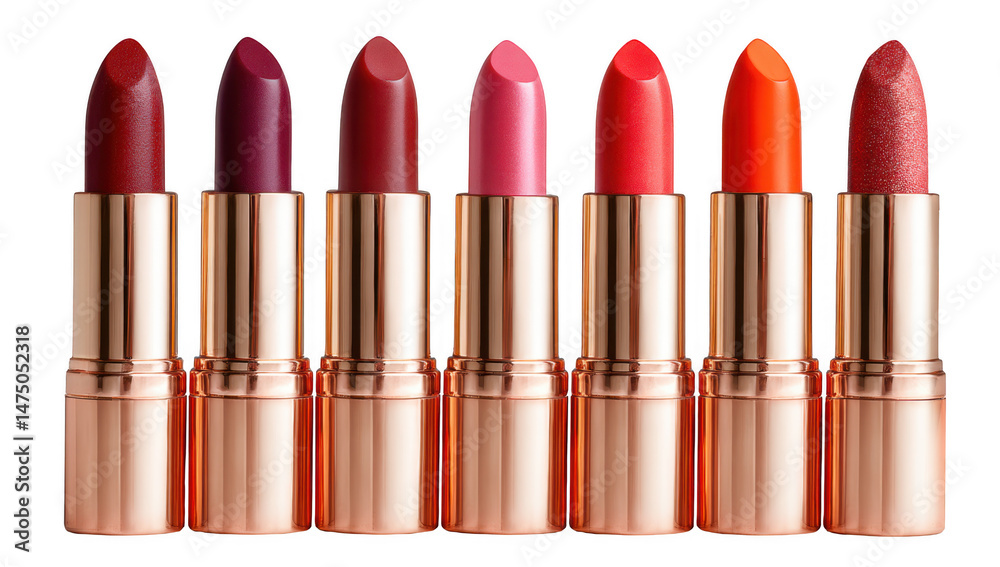 Obraz premium Lipsticks line die cut mock up in cosmetic concept decoration.