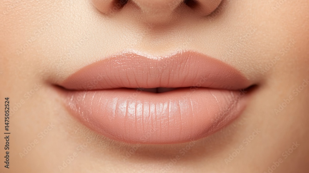 Fototapeta premium A close-up of lips before and after lip fillers, showcasing subtle enhancement and natural volume,