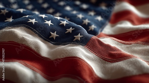 Waving American Flag with Stars and Stripes