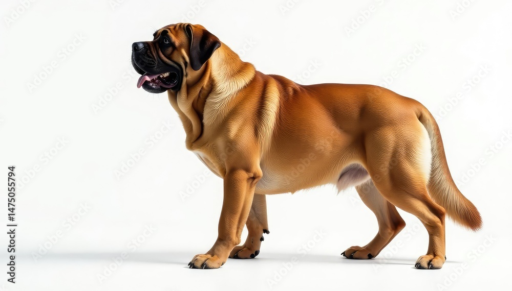 Obraz premium Majestic mastiff, powerful stance, white background, head shot, canine, design element