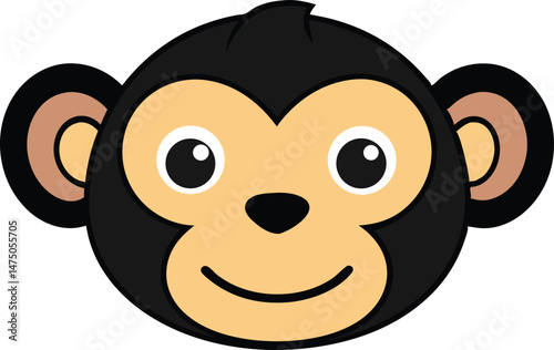 A kawaii style monkey head vector silhouette black