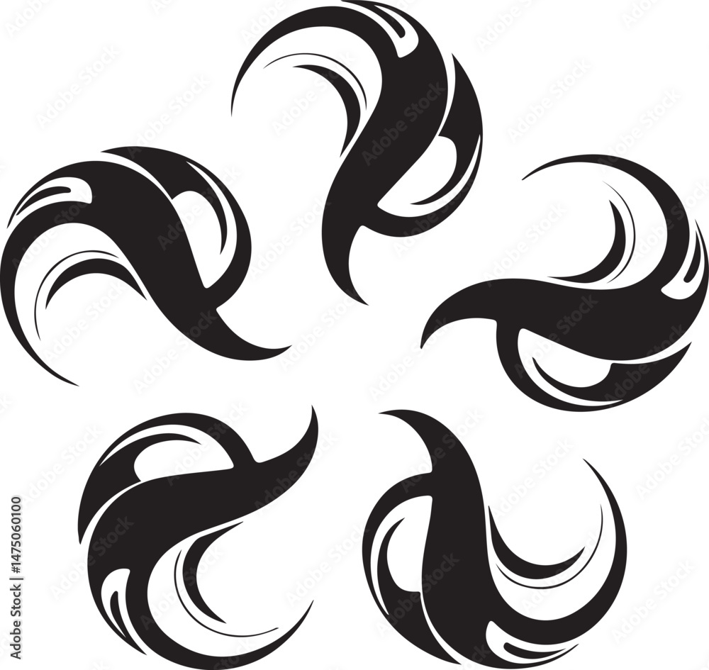 Abstract Tribal Tattoo Design Elements Circular Set Abstract Tribal Tattoo Design Elements Circular Set