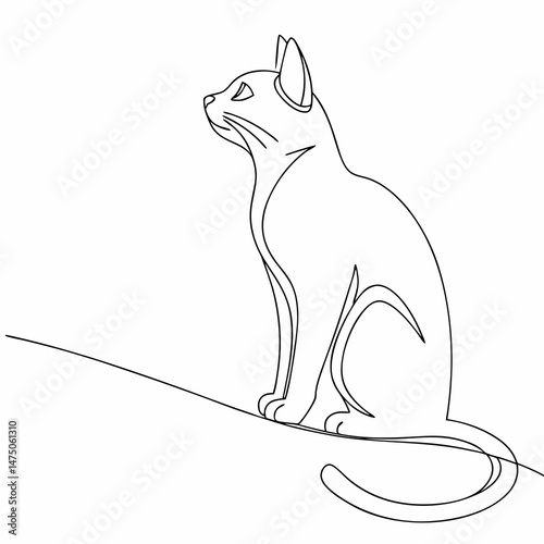 Minimalist line drawing of a sitting cat representing elegance and simplicity
