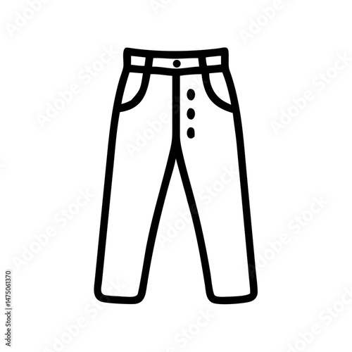 High-Quality Outline of Jeans in Minimalist Style, icon, vector  