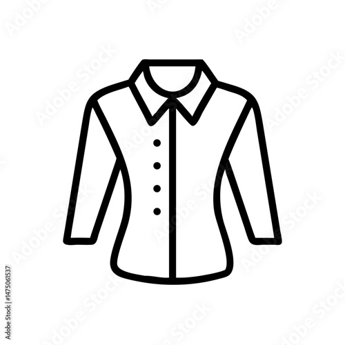 Stylish office blouse in minimalist line art design, icon, vector 