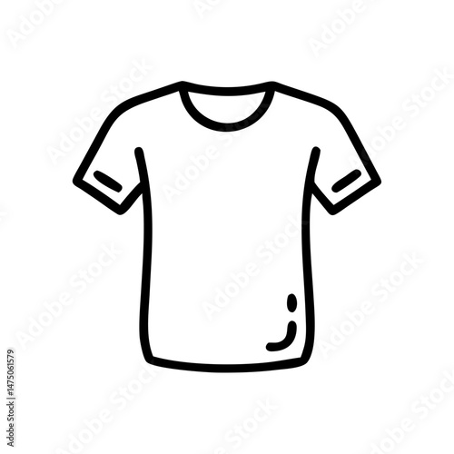 Simple Outline T-Shirt Illustration in Black and White, icon, vector 