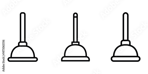 plunger outline or line icon design bundle.