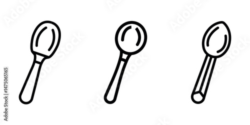 spoon outline or line icon design bundle.