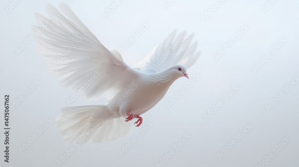Obraz premium White Dove of Peace Flying in the Sky