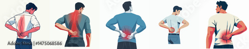 a man holding his waist because of pain style vector flat design