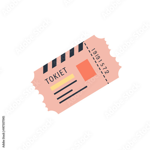 Torn Movie Ticket Stub, Vector Illustration in Soft Colors  