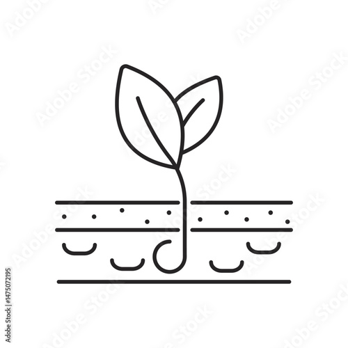 Soil ground and gardening editable stroke outline icon line
