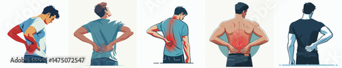 a man holding his back because of pain style vector flat design