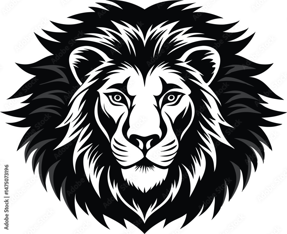 A vector silhouette black Animal character a Lion head A vector silhouette black Animal character a Lion head