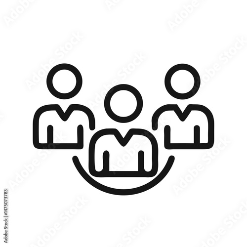 Icon representing a group of three people in a friendly and collaborative manner