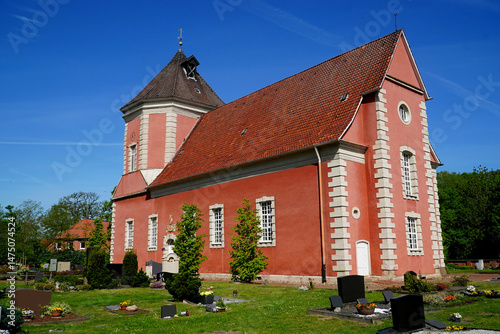 Evangelical baroque church in the small village of Garbsen Schloss Ricklingen, district Hanover, Lower Saxony, Germany. It was built in 1694.
